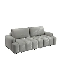 Streamdale Furniture Comfy 90.2" 4-Seater Teddy Fabric Convertible Sleeper Sofa Bed