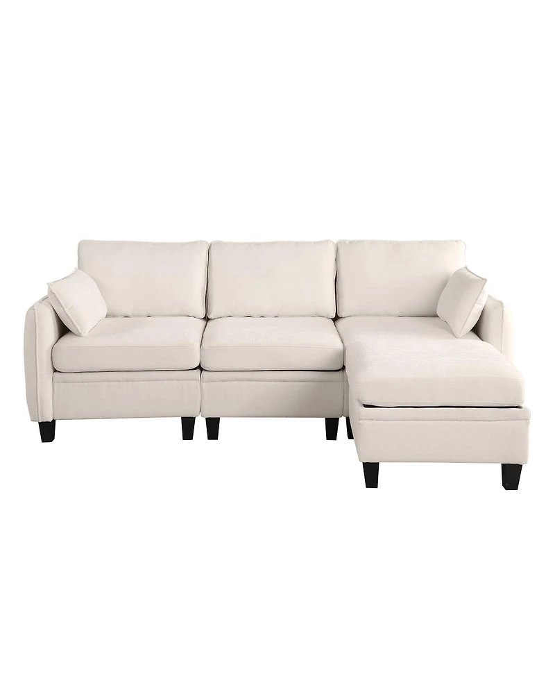 Streamdale Furniture 85" Beige Modular Sectional Sofa with Storage Ottoman