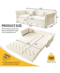 Streamdale Furniture Streamdale Queen Pull Out Sofa Bed with Fabric Flower Design, Velvet Loveseat Bed