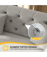 Streamdale Furniture 100" Oversize Pull Out Sofa Bed with Fabric Flower Tufted Design.