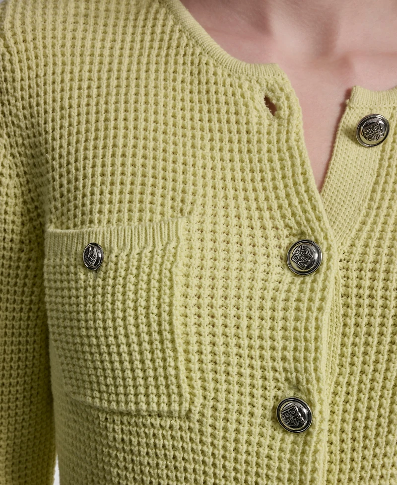 Dkny Jeans Women's Long-Sleeve Tuck Stitch Crewneck Cardigan