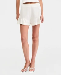 Bar Iii Women's High-Rise Linen Ruffled-Hem Shorts, Macy's Exclusive