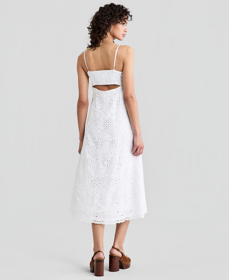 And Now This Women's Cotton Eyelet Back-Cutout Dress, Macy's Exclusive
