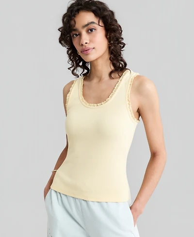 And Now This Women's Crocheted-Trim Ribbed Tank Top, Macy's Exclusive