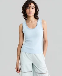 And Now This Women's Crocheted-Trim Ribbed Tank Top, Macy's Exclusive