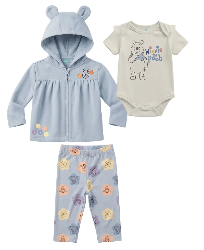 Disney Baby Boys' Winnie-the-Pooh Print Jacket, Bodysuit and Pants, 3-Piece Set