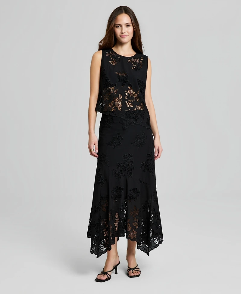 And Now This Women's Embroidered Handkerchief-Hem Maxi Skirt, Macy's Exclusive
