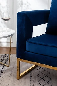 Simplie Fun Contemporary Upholstered Accent Arm Chair, Blue
