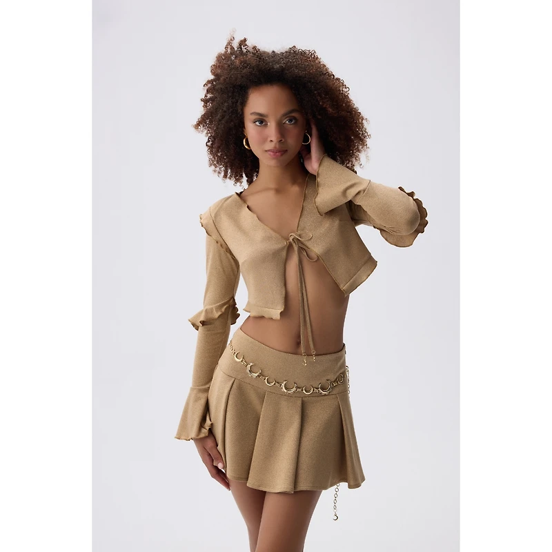 Luna B Women's Vera V-Neck Long Sleeve Crop Top