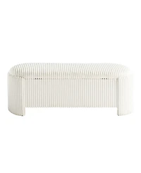 Jorvien 50" Wood Oval Corduroy Storage Bench