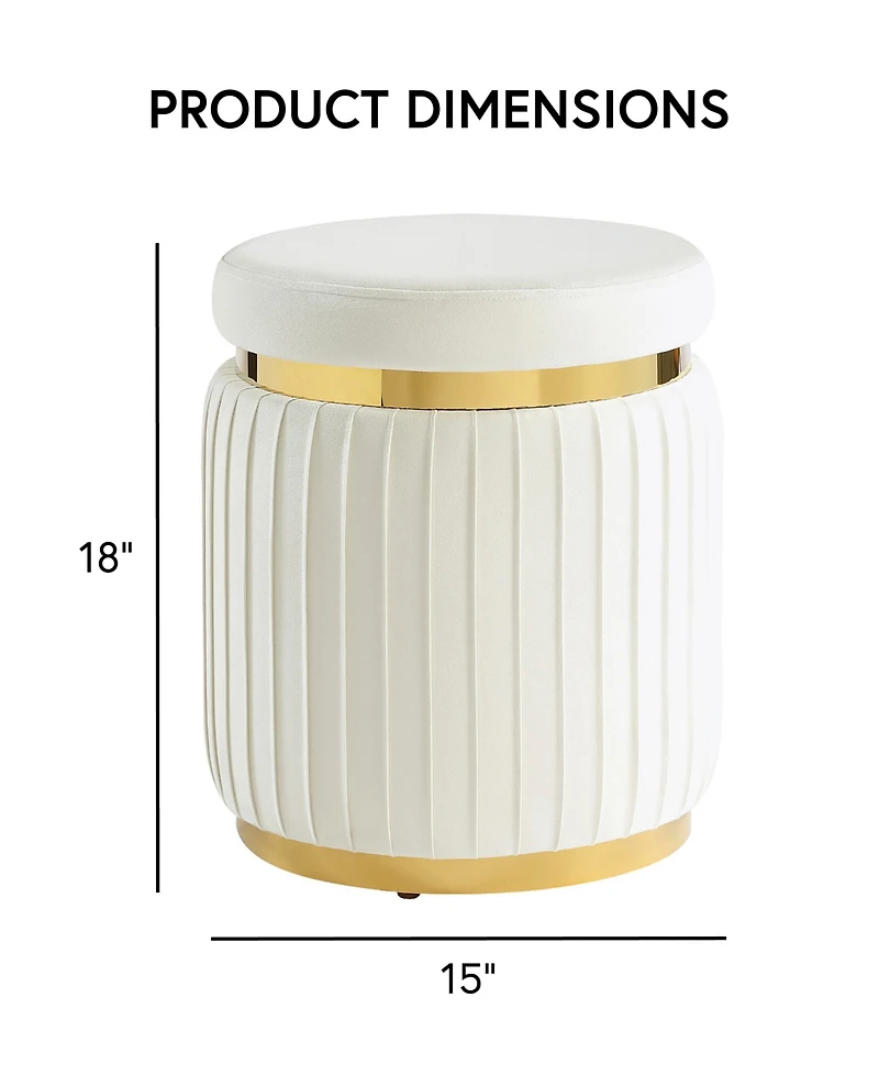 Raphael 15" Wood Upholstered Round Ottoman