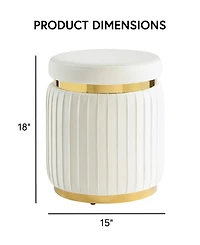 Raphael 15" Wood Upholstered Round Ottoman