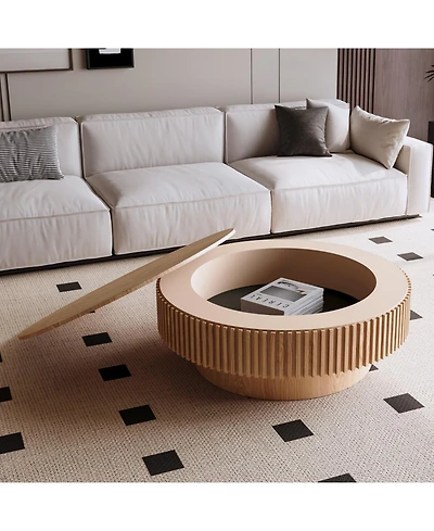Streamdale Furniture Round Wood Coffee Table with Storage