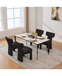 Streamdale Furniture Modern Chenille Dining Chair Set of 4, Armless Curved Back Accent Chairs