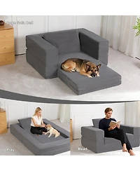 Streamdale Furniture Compression Human Dog Sofa Bed for Adult & Pets, Modern Floor Couch