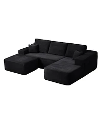 Streamdale Furniture 104" U-Shape Cloud Sectional Sofa with Chaise & Side Pockets, Plush Fabric