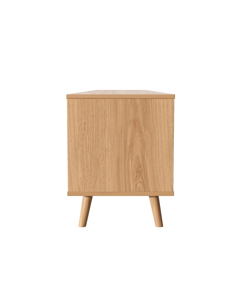 Streamdale Furniture Rattan Tv Stand for TVs up to 90", Modern Farmhouse Media Console