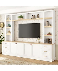 Streamdale Furniture Farmhouse 4-Piece Entertainment Center Wall Unit