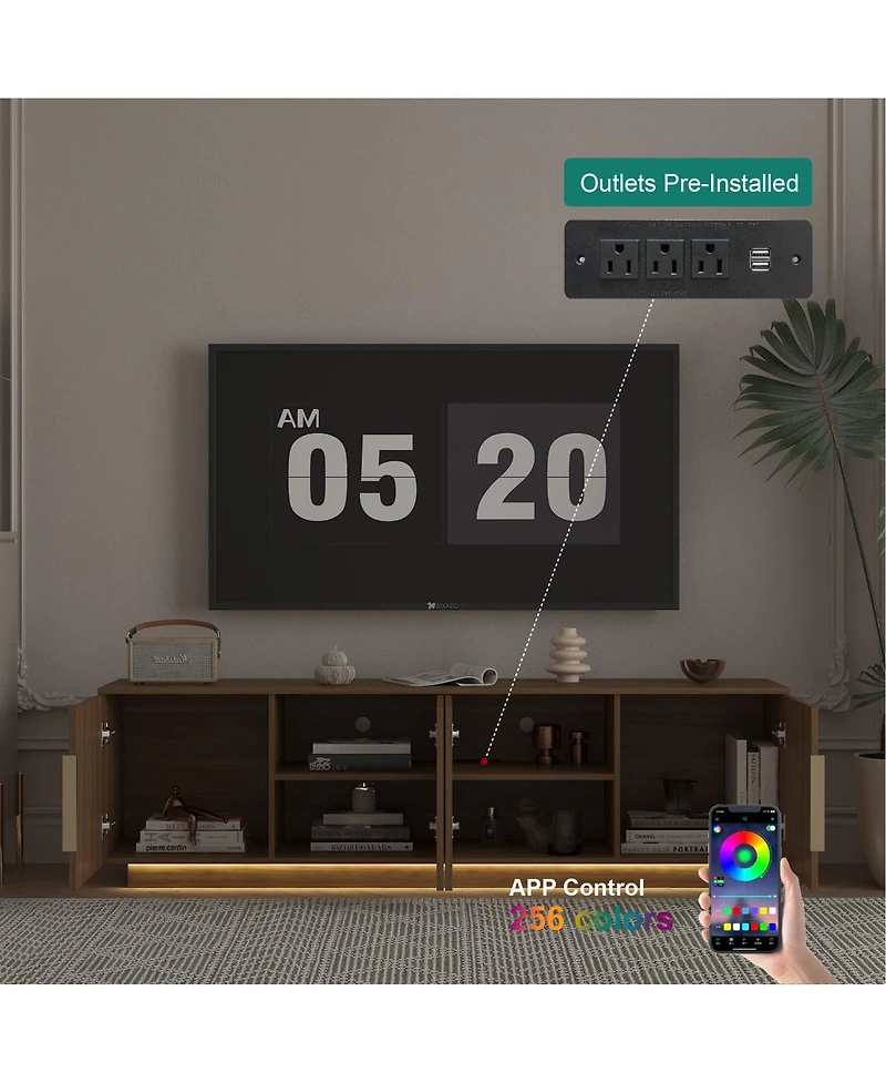 Streamdale Furniture Tv Stand with 16 Color LEDs