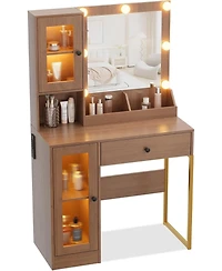 gaomon Makeup Vanity Desk with 3-Color Led Lighted Mirror