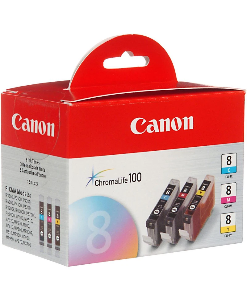 Canon Cli-8 3-Color Ink Kit with Cyan, Magenta & Yellow Inks for Select Pixma iP, Mp, Mx, Pro Series Printers