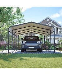 Streamdale Furniture 13x20 Ft Metal Carport w/ Reinforced Frame & 4 Poles, Steel Roof Shelter