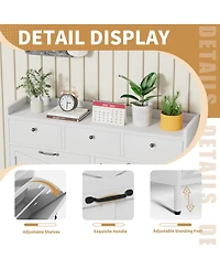 Rainsken Hidden Slim 4 Flip Drawer & 3 Drawer Feature Shoe Storage Cabinet