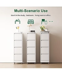 Rainsken 4 Drawer Metal Locking Vertical File Cabinet on Wheels