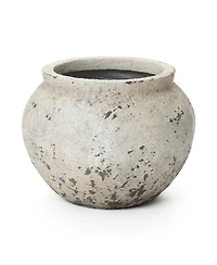 LuxenHome Rustic MgO Planter, 12" Tall x 15.75" Wide Stone-Look Pot for Indoor/Outdoor