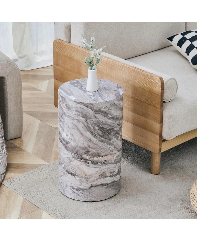 Streamdale Furniture Simple marble textured coffee table, 12" x 19.7", Mdf, industrial style