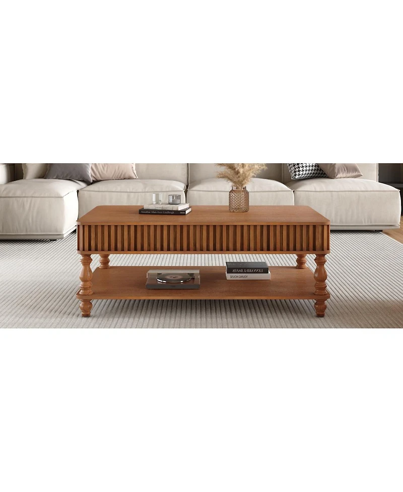 Streamdale Furniture Vintage Lift Top Coffee Table - Solid Wood, Tool-Free Assembly