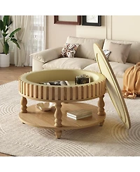 Streamdale Furniture Mid-Century Modern Fluted Coffee Table with Storage