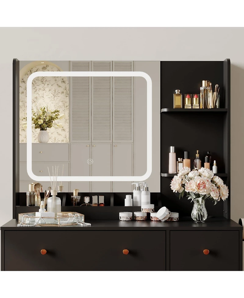 gaomon Makeup Vanity Set with 3-Mode Led Mirror, Stool