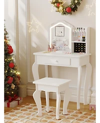 Gaomon Kids Vanity Table Set with Lighted Mirror and Stool
