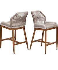 gaomon Counter Height Bar Stools Set of 2, 24.8" H Rattan Bar Stools, Home Back Dining Chair, Modern Patio Bar Stools with Backrest and Arm