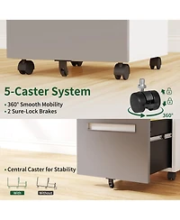 Rainsken 2-Drawer Mobile File Cabinet with Lock, Metal Storage Cabinet on 360° Wheels for Home Office Organizer, Holds A4/Letter/Legal Files