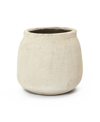 LuxenHome Sahara Stone Planter, 12" Round Cement