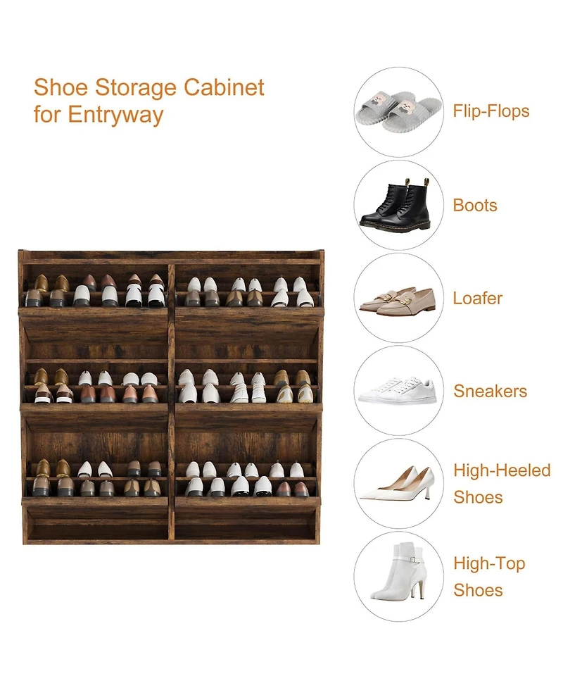 Homfan Shoe Cabinet with Flip Drawers, Hidden Shoe Storage Organizer for Entryway