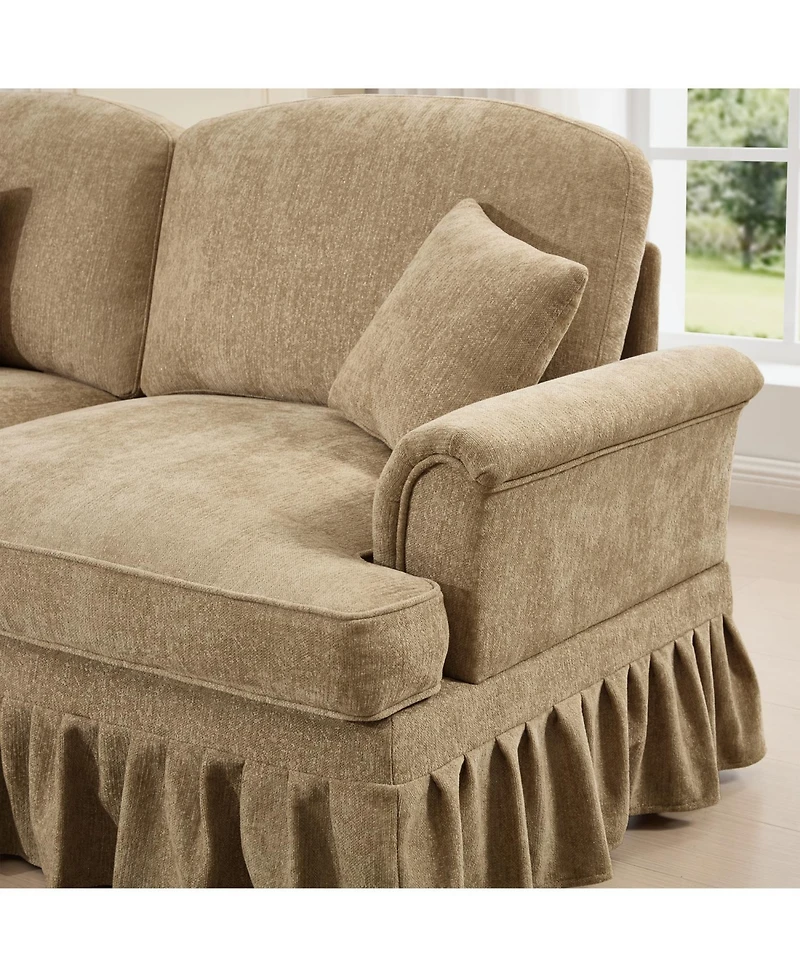 Streamdale Furniture Elegant Mid-Century 4-Seater Chenille Sofa, Flared Arms,