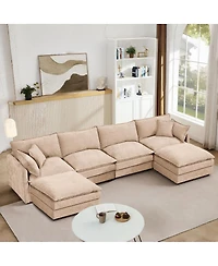 Streamdale Furniture Modular Sectional Sofa, 130.7" U Shaped Couch Set, 4-Seater Comfy Cloud Couches