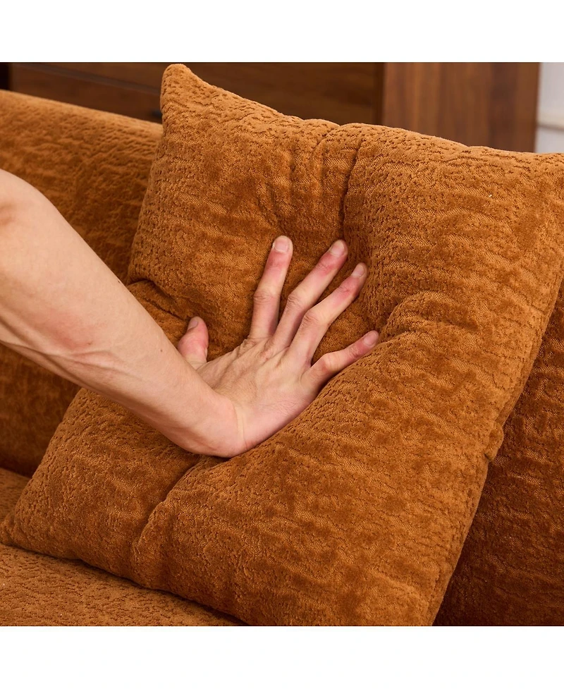 Streamdale Furniture Boneless L-Shape Sectional Sofa with Curved Chaise, Modular Chenille Couch