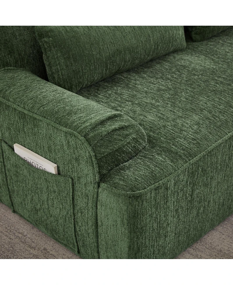 Streamdale Furniture Chenille L-Shape Luxury Sectional Sofa, Minimalist Design, Comfy Sleeper Couch