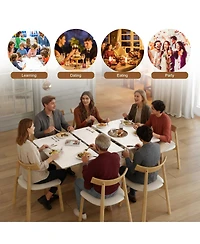 Streamdale Furniture Retractable Rock Slab Dining Table Set