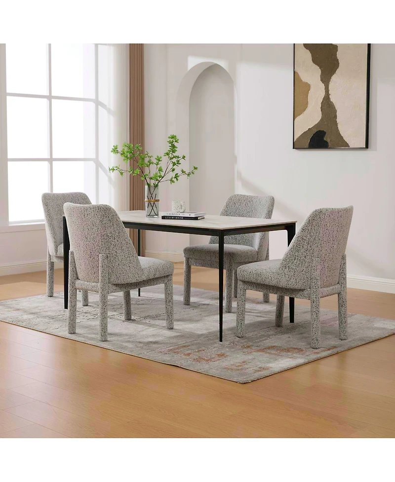 Streamdale Furniture Modern Minimalist Chenille Upholstered Dining Chair Set of 4