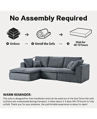 Streamdale Furniture Modern L-Shaped Sectional Sofa with Chaise Lounge, Corduroy Couch
