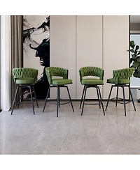 Streamdale Furniture 26" Suede Bar Stool Set of 4, 360 Swivel, Upholstered, with Back & Footrest