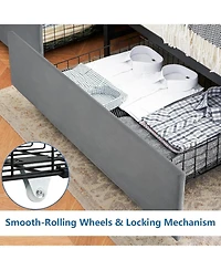 gaomon Bed Frame With Headboard and 4 Drawers Velvet Upholstered Frame With Charging Station Quiet Easy To Assemble