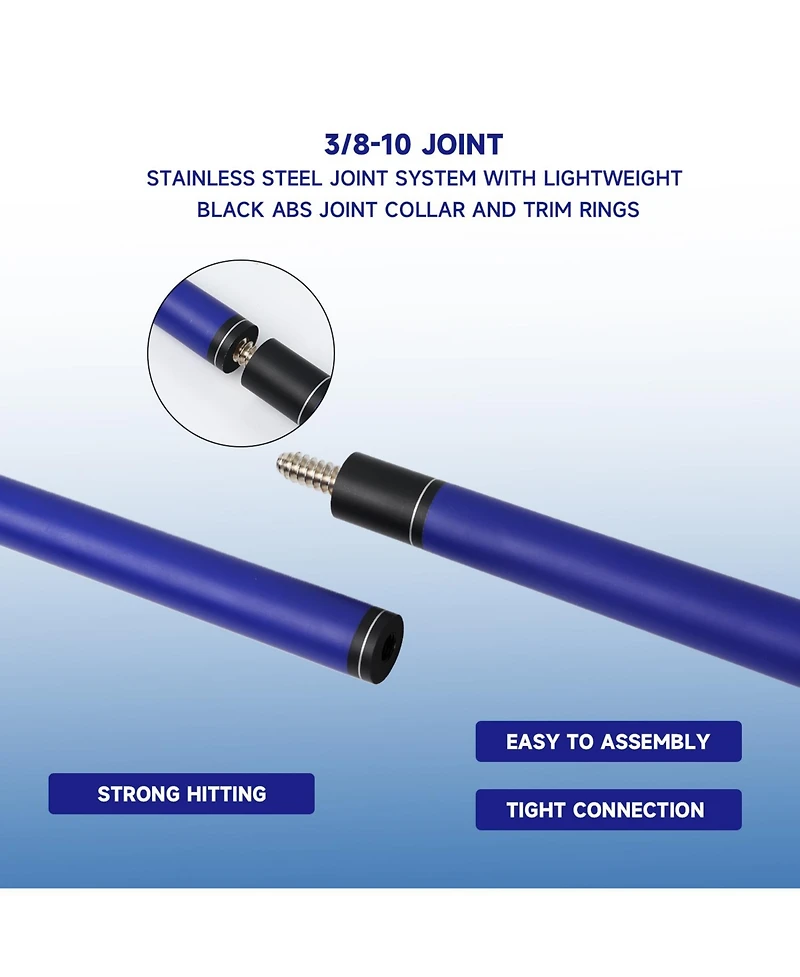 Gse Games & Sports Expert 58" 2-Piece Matte Blue Fiberglass Graphite Composite Billiard Pool Cue Stick