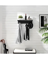 Danya B Wall Mounted Coat Rack with Decorative Ledge Shelf and Hooks