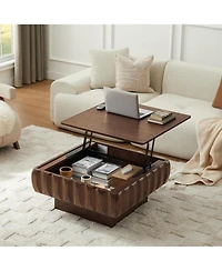 Streamdale Furniture Square Lift-Top Table with Solid Wood Frame and Hidden Storage